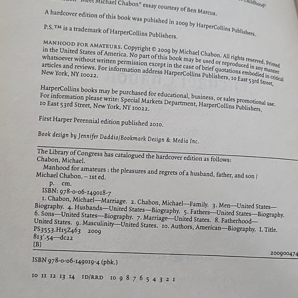 1st Paperback Edition 1st Printing Manhood for Amateurs by Michael Chabon Book - Picture 8 of 8